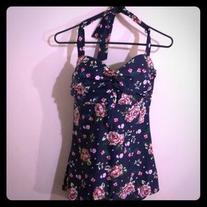 One piece skirted bathing suit